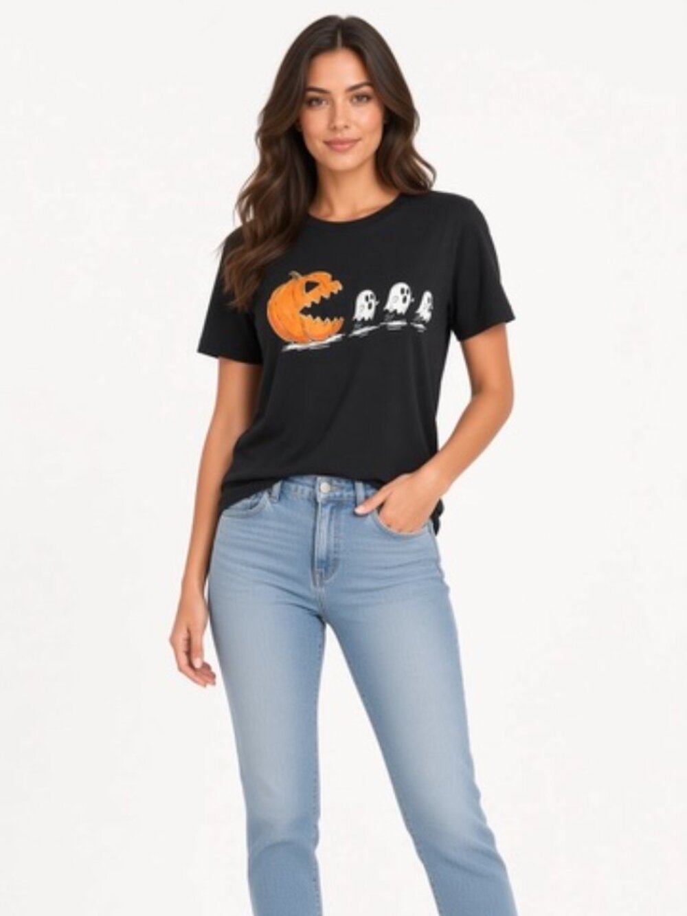 Halloween Pumpkin Ghost Graphic Tee